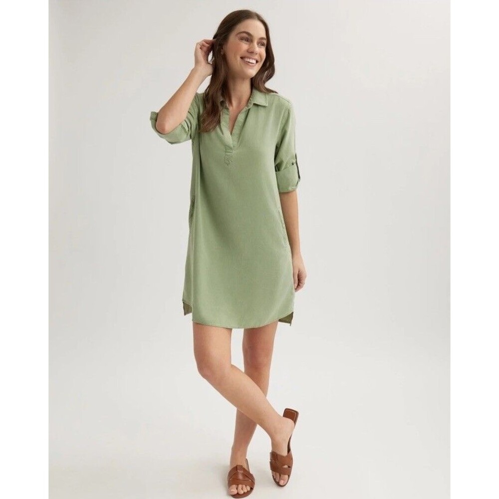 Falls Creek Roll Tab Sleeve Shirt Dress Pullover Pockets Size Medium NWT's